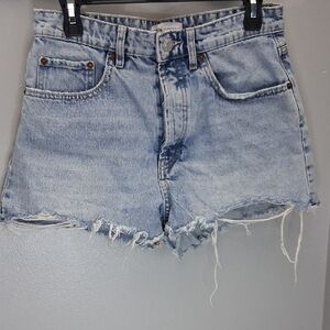 ZARA Size 8 Light Wash Denim Distressed Shorts
